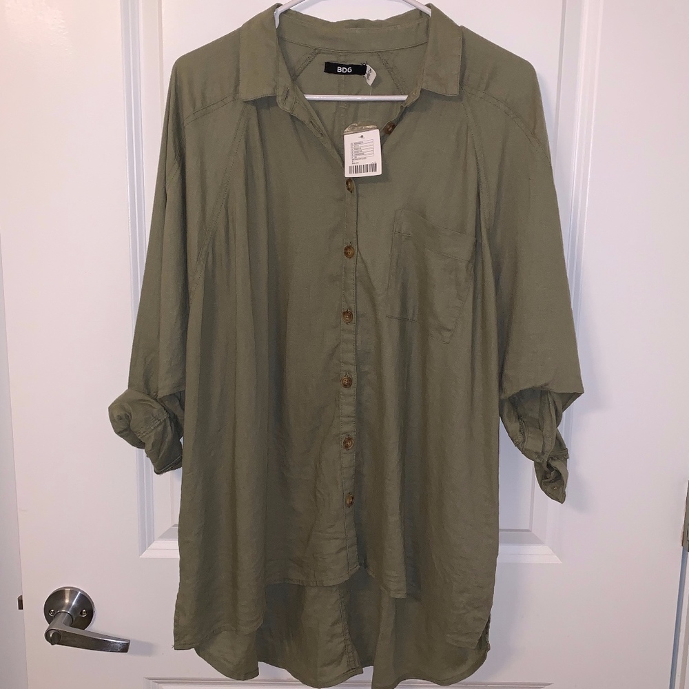 Oversized linen button down